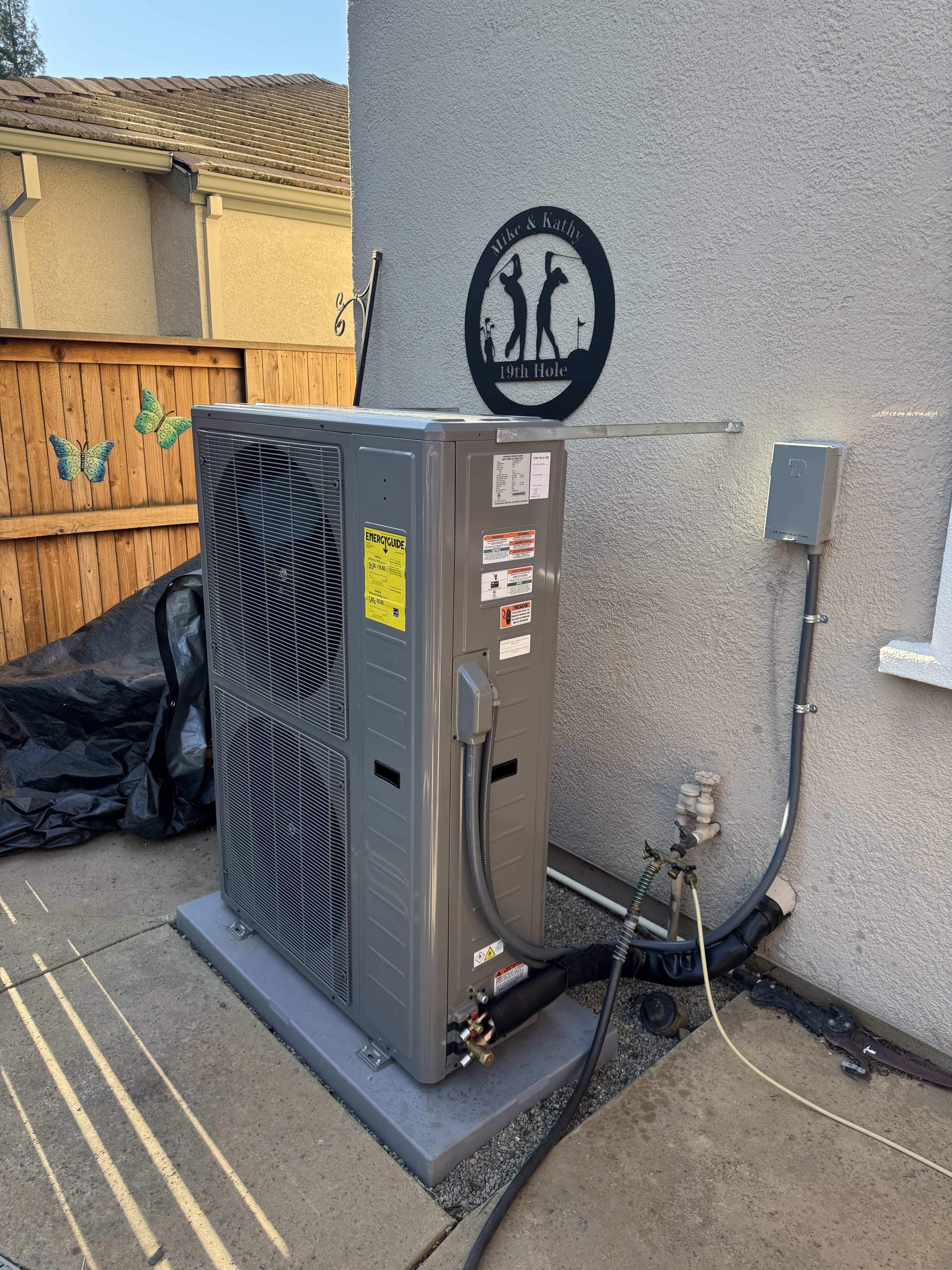 Trane multi-fan heat pump installed at a Granite Bay luxury home